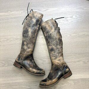 Bed Stu Manchester Tall Boots Tan Leather Distressed Womens Size 8 Boho Festival